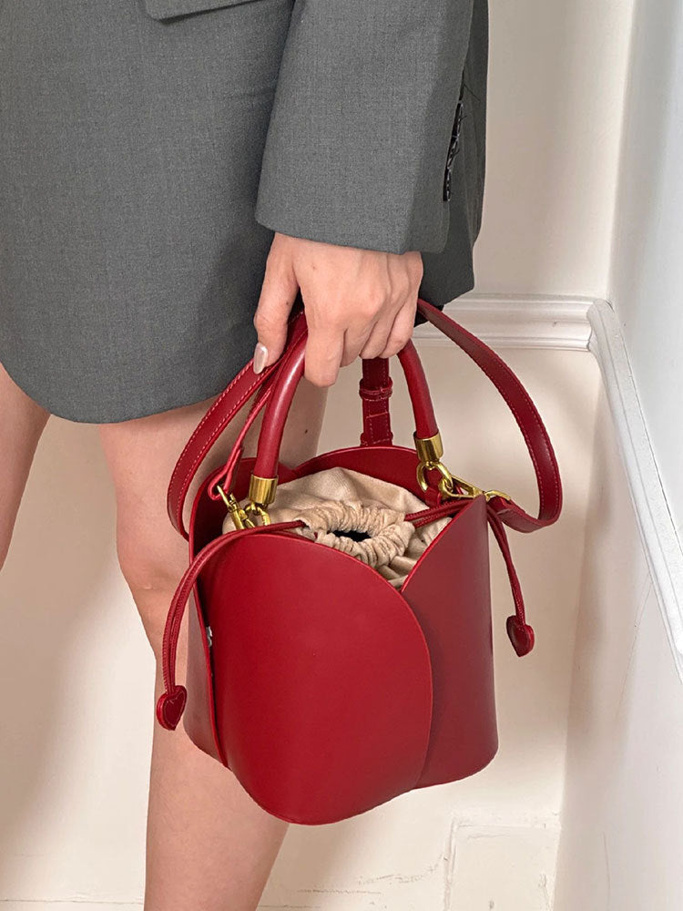 Women's Red Bridal Petals Hand Holding Vegetable Handbags
