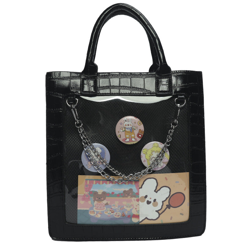 Crocodile Pattern Cartoon Transparent Bar Badge Crossbody Bags