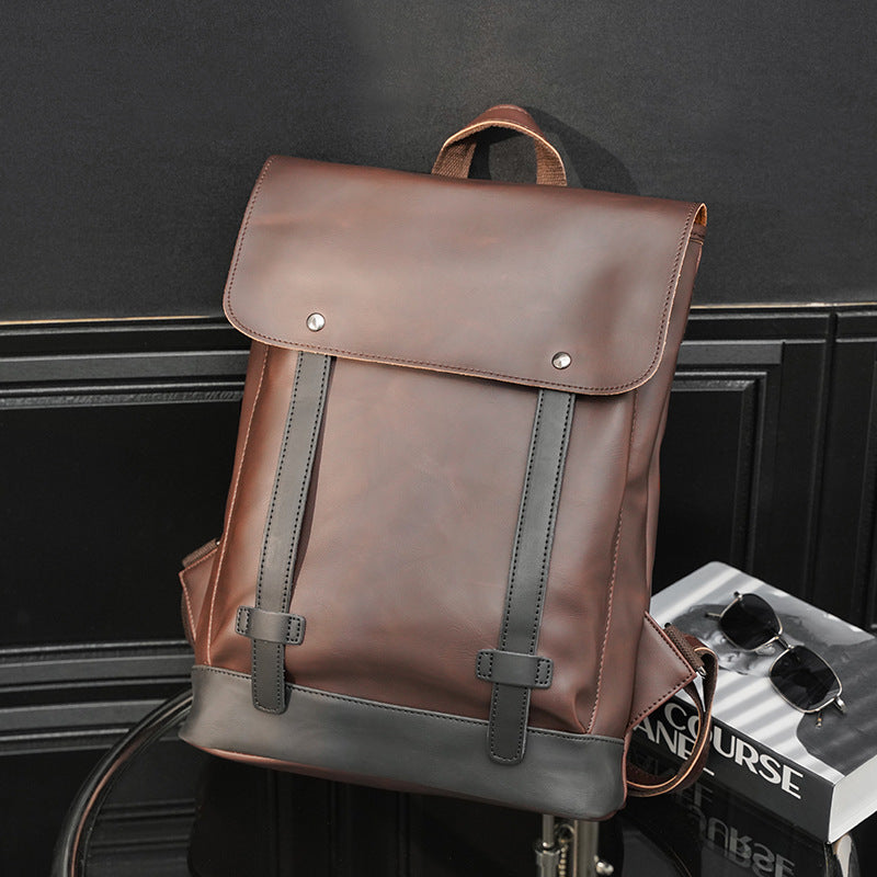 Men's Korean Trendy Retro Preppy Style Crazy Backpacks