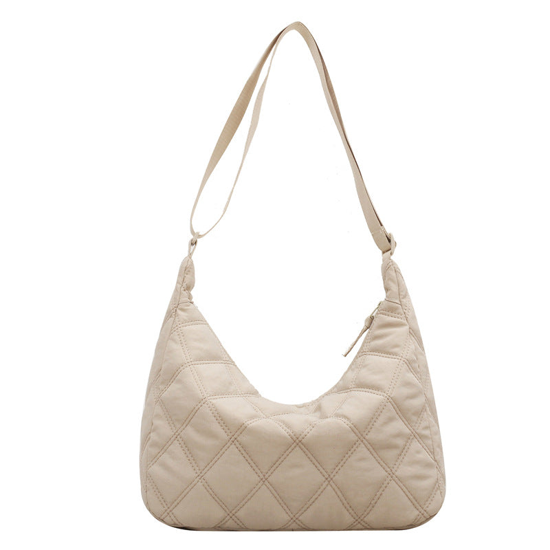 Women's Korean Style Popular Embroidery Thread Rhombus Shoulder Bags
