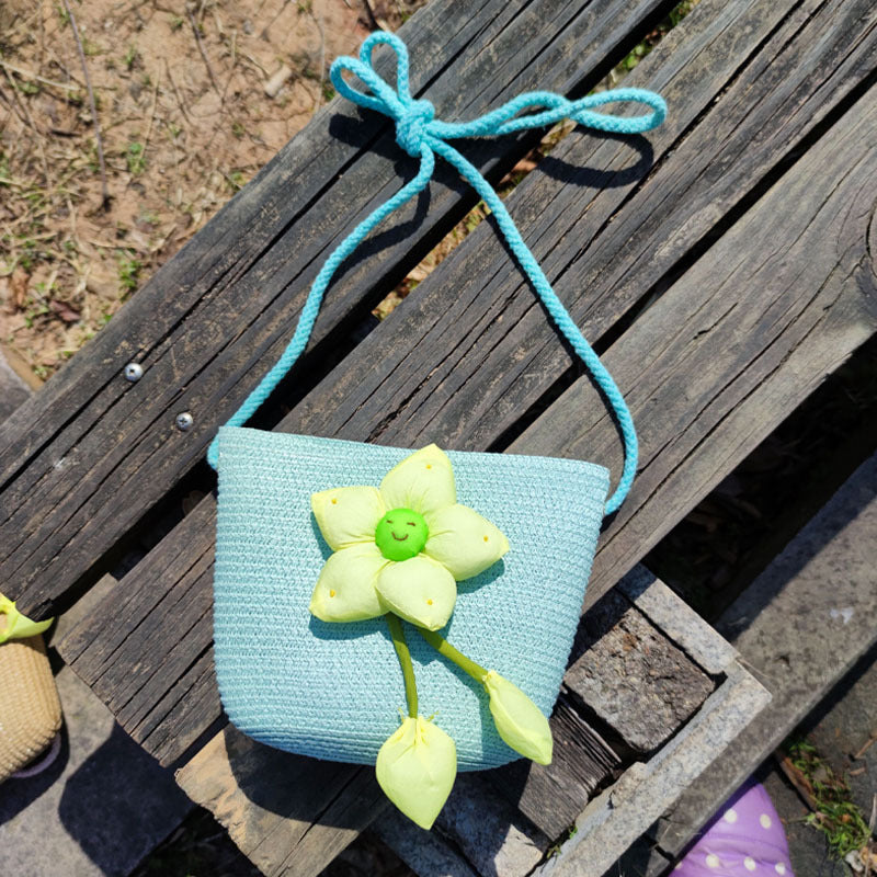 Children's Summer Weaving Straw Cute Mobile Western Phone Bags
