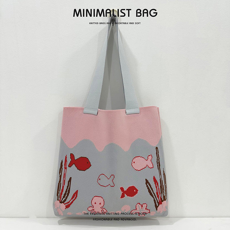 Women's Octopus Cartoon Versatile Large Capacity Good-looking Shoulder Bags