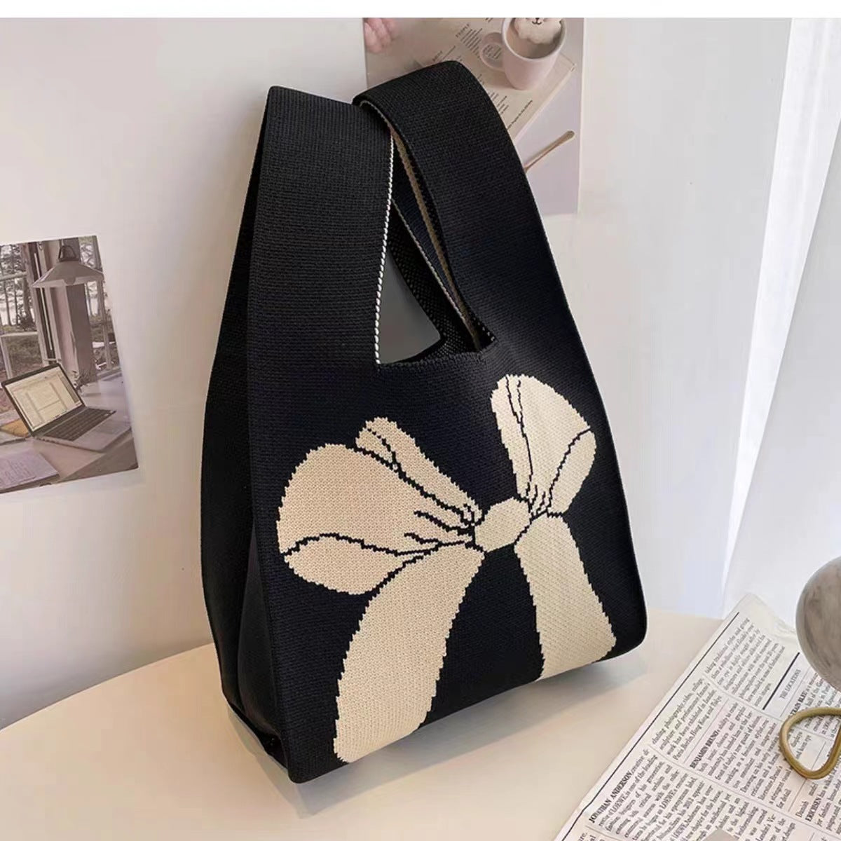 Women's Boat Festival Panda Knitted Wrist Handbags