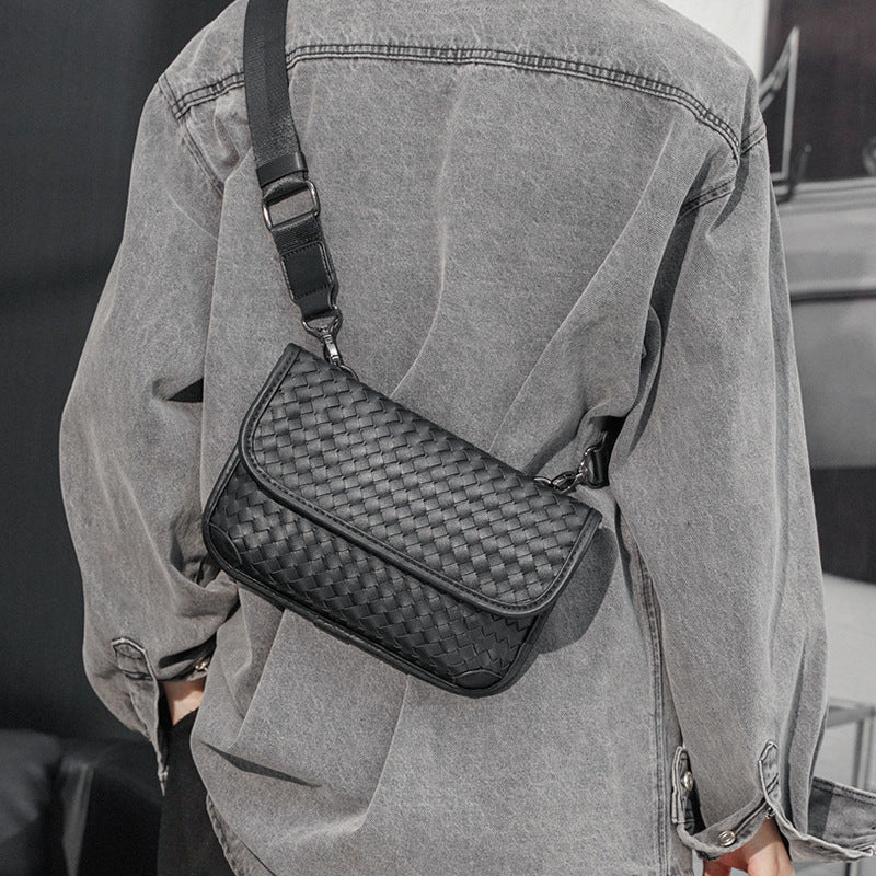 Classy Men's Fashion Hand-woven Street Mobile Men's Chest Bags