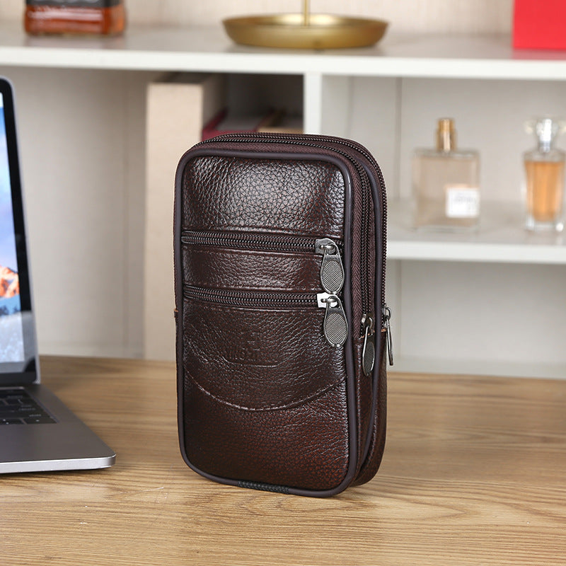 Men's Mobile Leather Business Cowhide Waterproof Cell Men's Waist Packs