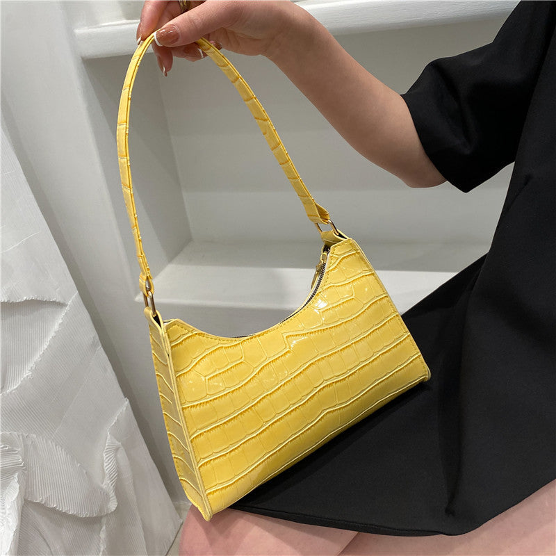 Women's Fan Fashion Embossing Hand Temperament Stone Shoulder Bags