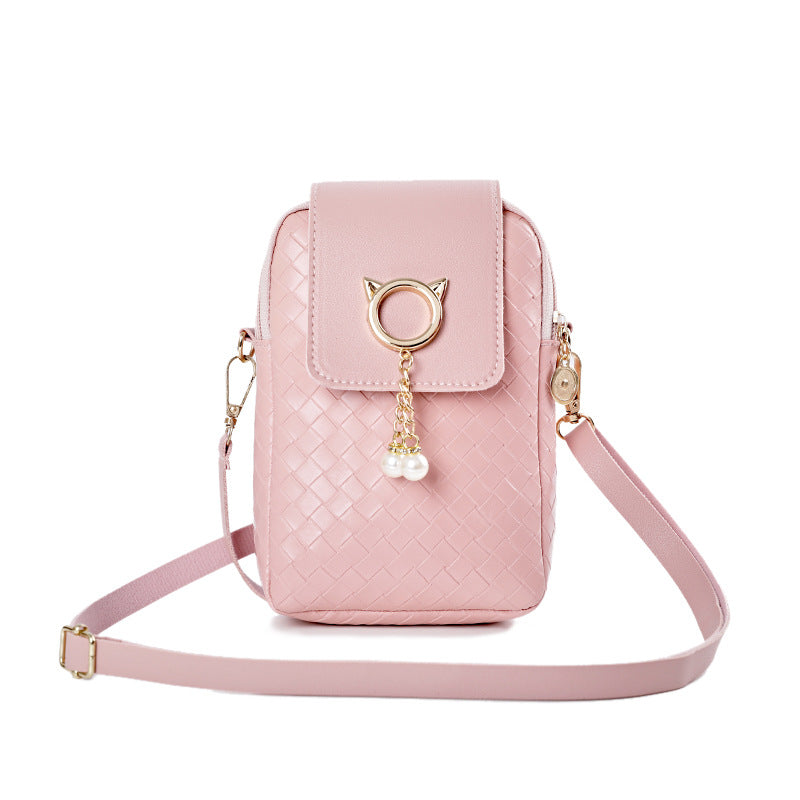 Women's Spring Fashion Woven Mini Pearl Shoulder Bags