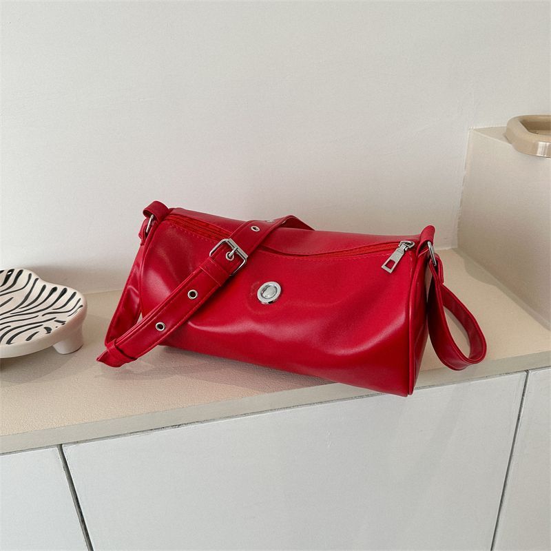 Wide Strap Round Green Barrel Female Crossbody Bags