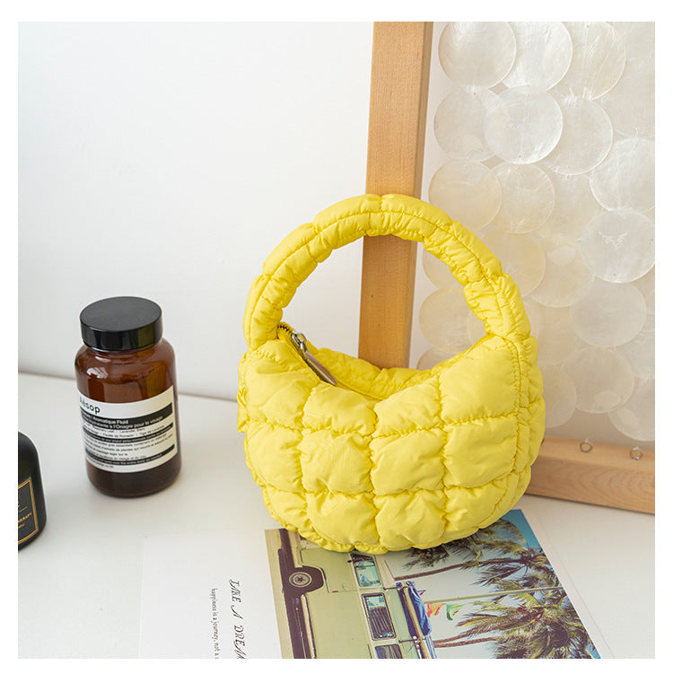 Women's Pleated Cloud Niche Plaid Bubble Down Handbags