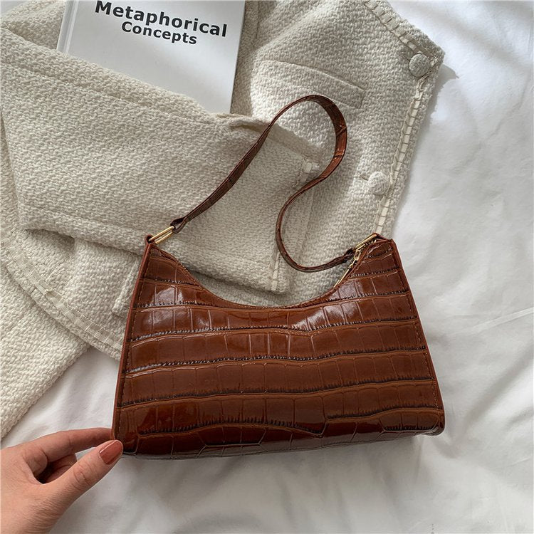 Women's Fan Fashion Embossing Hand Temperament Stone Shoulder Bags