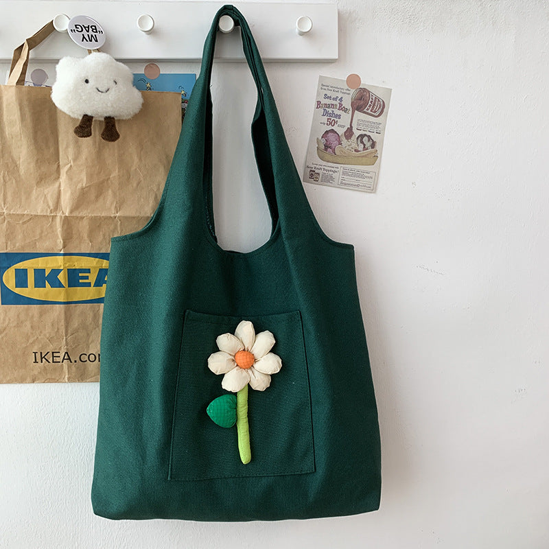 Women's Canvas Fresh Flower Artistic Colorful Red Shoulder Bags