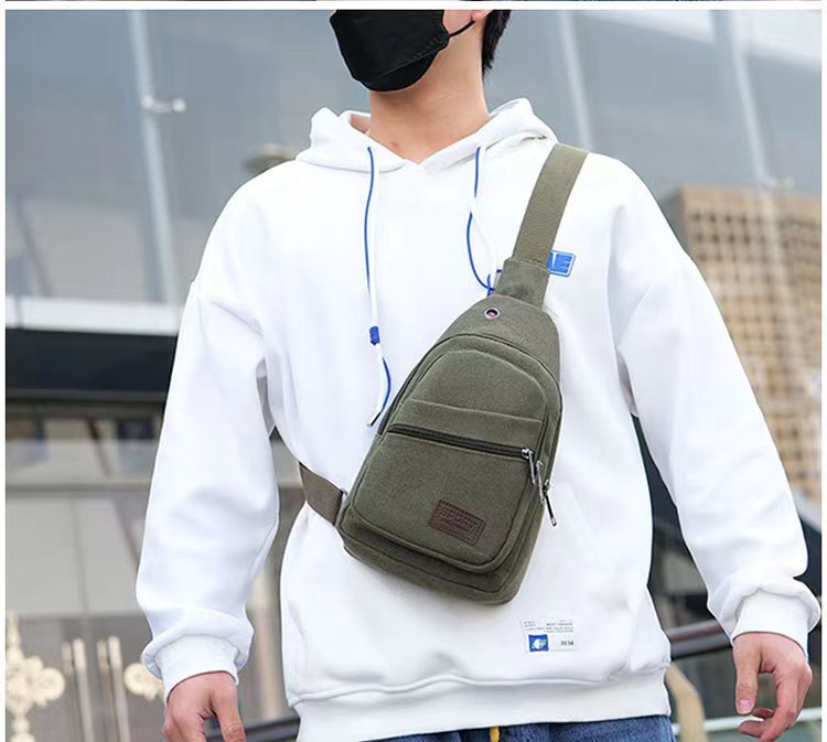 Men's Canvas Diagonal Large Capacity Fashion Korean Men's Chest Bags