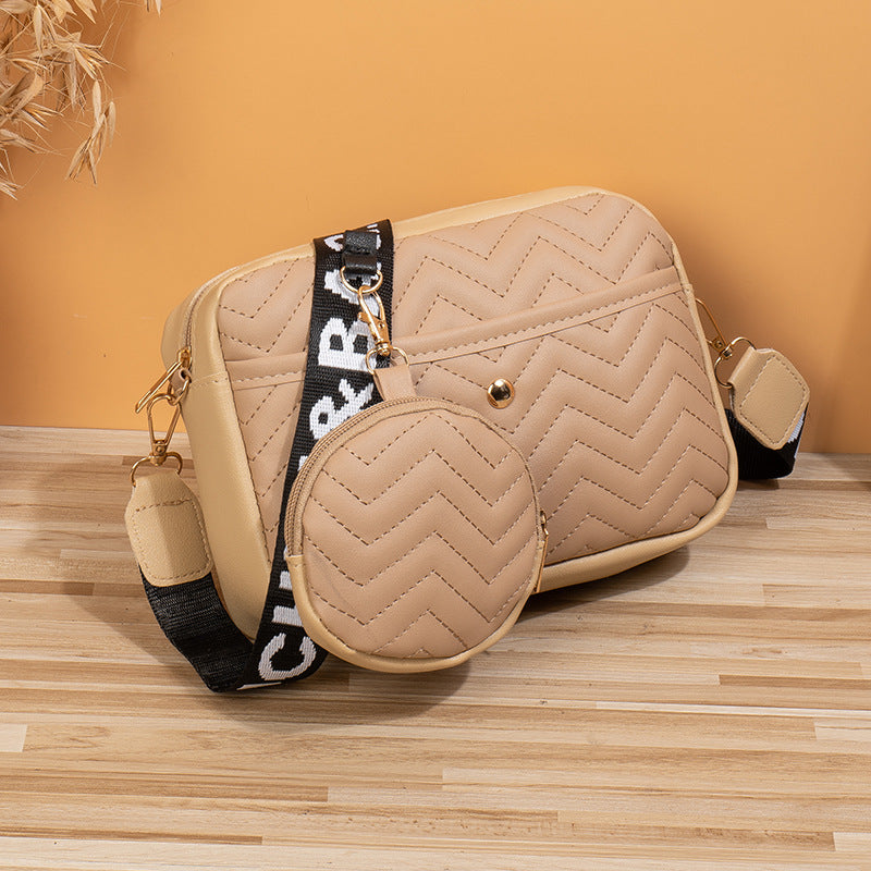 Women's Korean Style V Pattern Fashion Embroidery Crossbody Bags