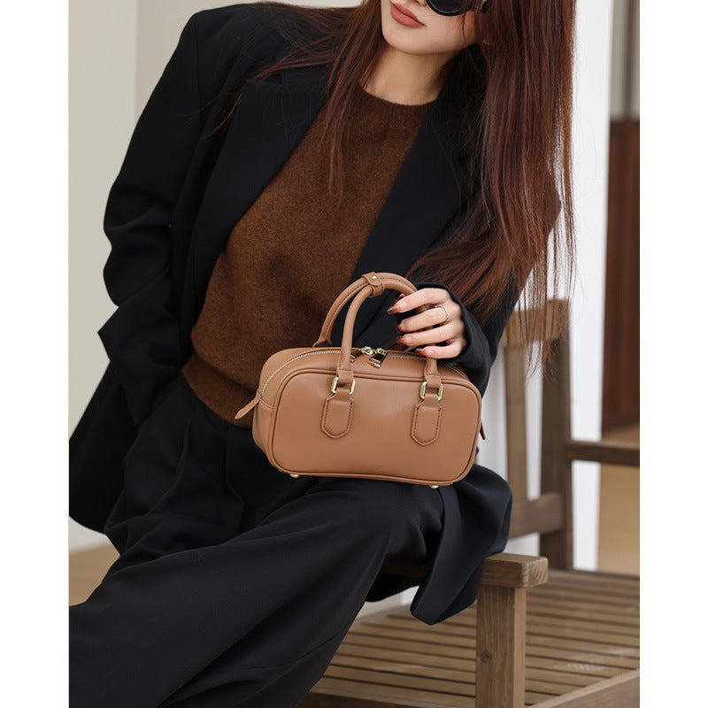 Women's Boston Bowling Niche Pillow Leather Crossbody Bags