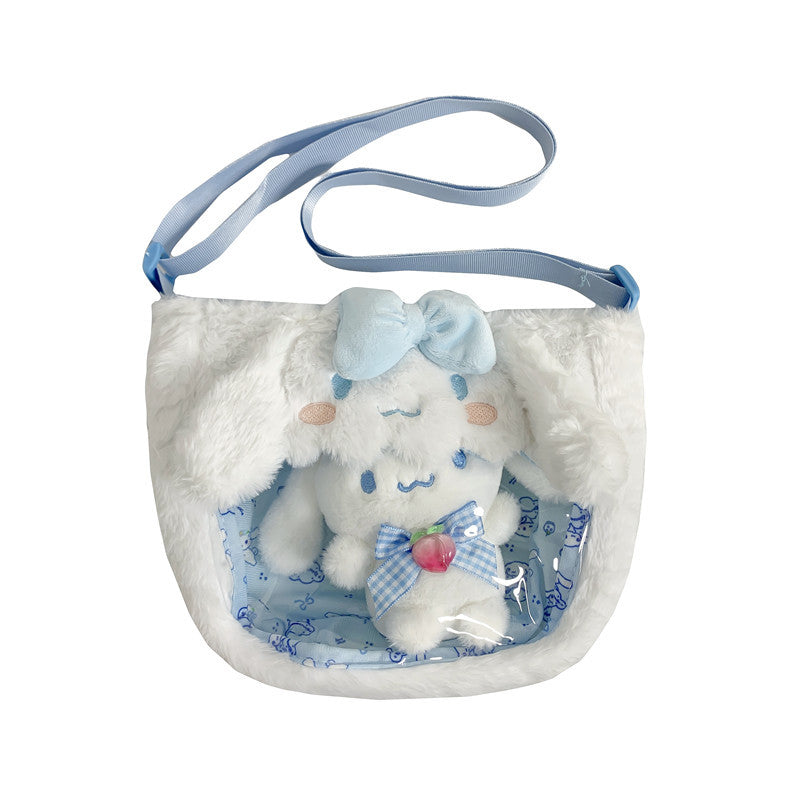 Cute Transparent Cartoon Puppy Rabbit Doll Crossbody Bags