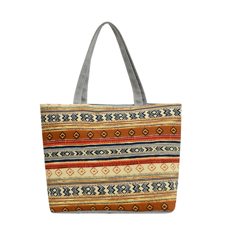 Women's Canvas Vintage Printed Big Artistic Shoulder Bags