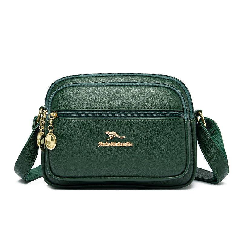 Women's Simple Soft Leather Send Mother Portable Shoulder Bags