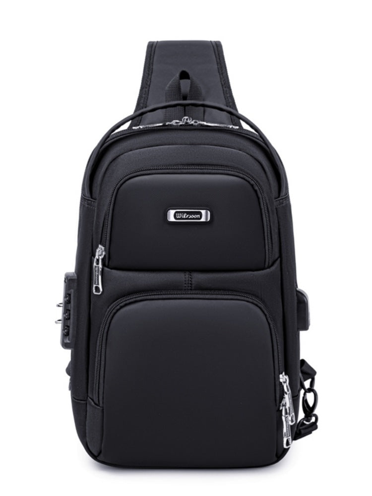 Slouchy Men's Trendy Waterproof Leisure Password Men's Chest Bags