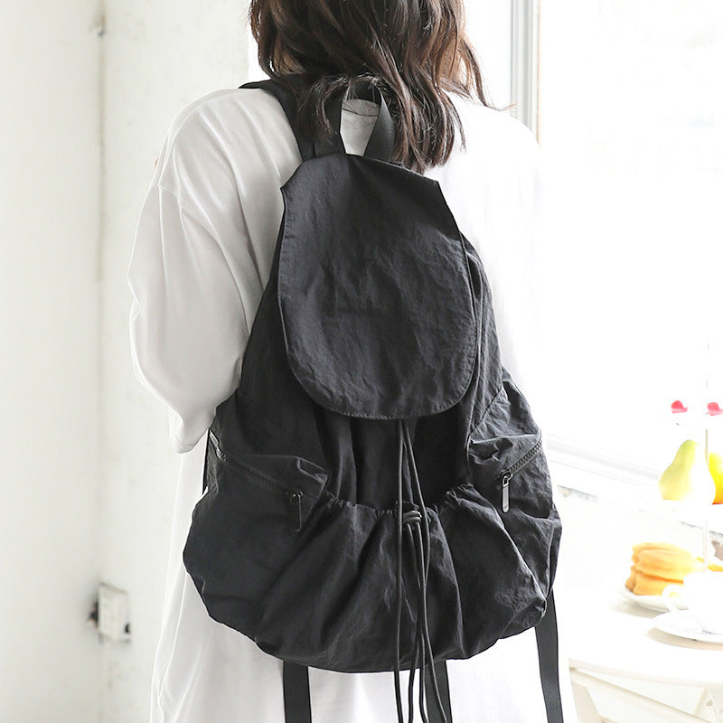 Leisure Artistic Nylon Fashion Pleated Canvas Drawstring Backpacks
