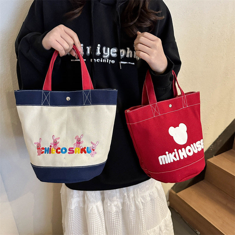 Canvas Printing Cartoon Letters Large Capacity Handbags
