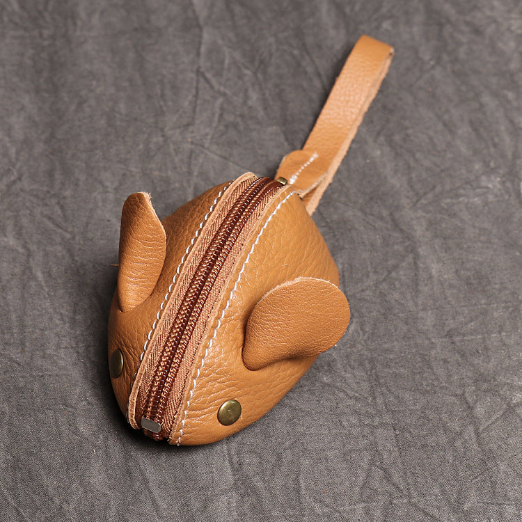 Cowhide Genuine Leather Mouse Cartoon Multifunctional Portable Coin Purses
