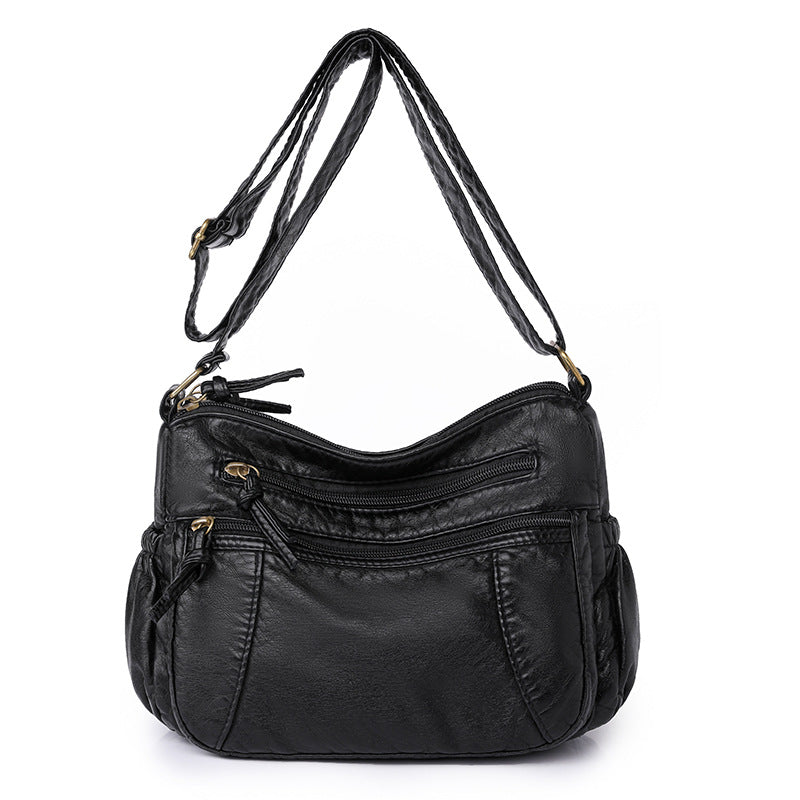 Women's Washed Leather Vintage Versatile Large Capacity Shoulder Bags