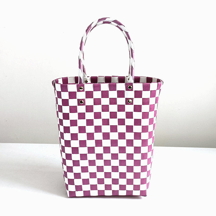 Women's Plastic Woven Knitted Basket Handmade Decorative Creative Handbags