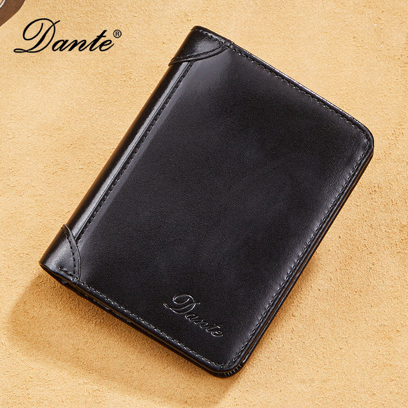 Men's Genuine Leather Oil Wax First Layer Cowhide Men's Wallets