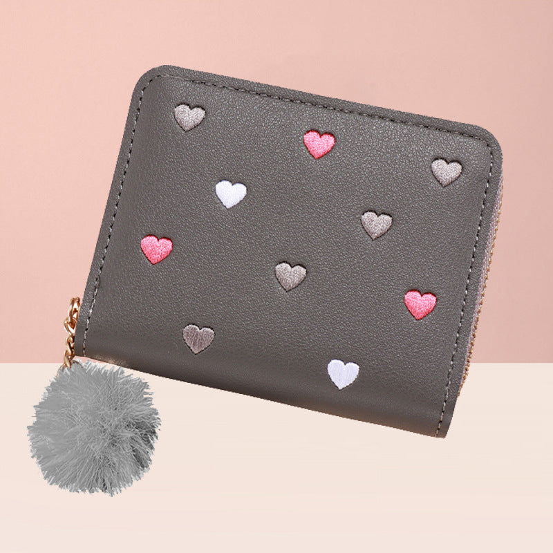 Zipper Short Exquisite Love Cute Heart Ladies Wallet