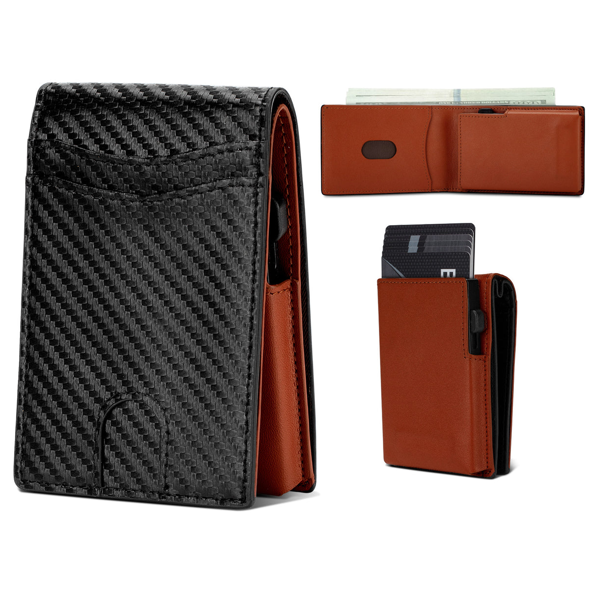 Men's Metal Cartridge Multifunctional Aluminum Alloy Leather Card Holder