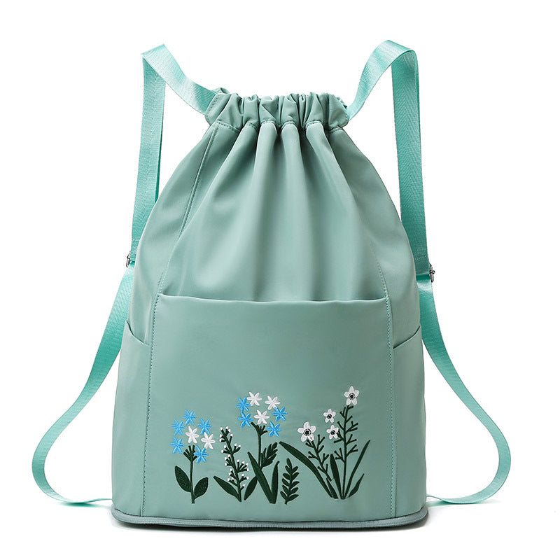 Embroidered Oxford Drawstring Pull String Large Capacity Backpacks