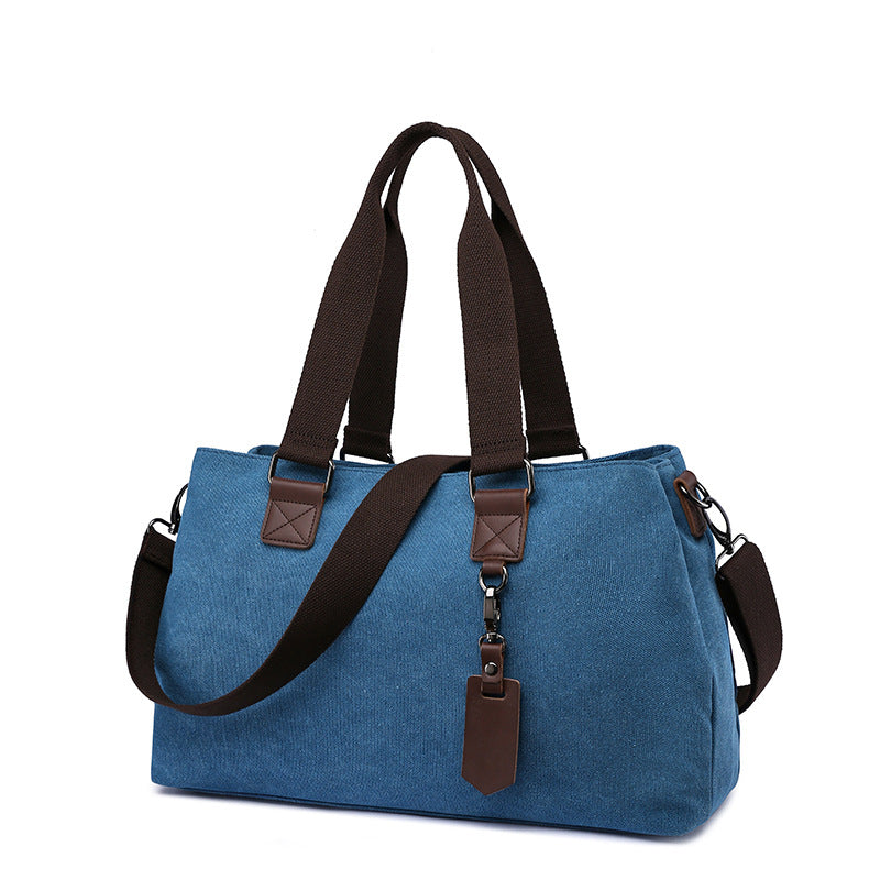 Women's Canvas Portable Solid Color Zipper Shoulder Bags