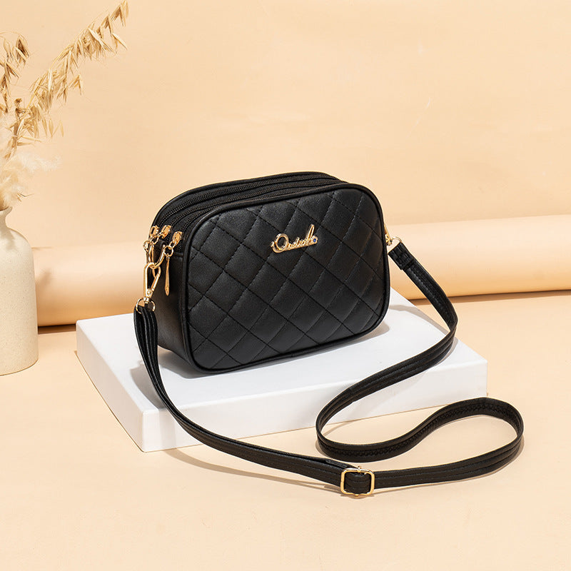 Fashion Simple Diamond Plaid Heart-shaped Wave Crossbody Bags