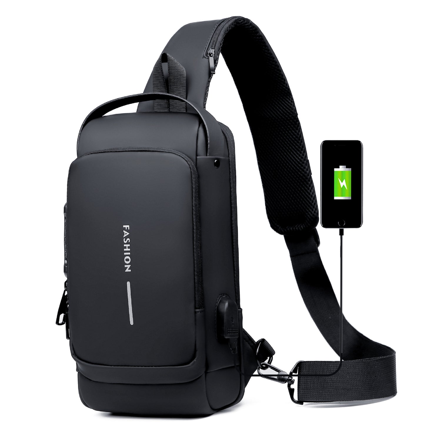 Men's Multifunctional Password Motorcycle Waterproof Charging Port Men's Chest Bags