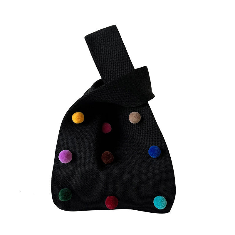 Women's Cute Colorful Ball Knitted Versatile Large Shoulder Bags