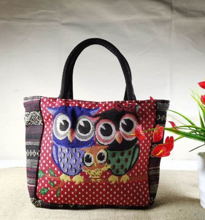 Large Capacity Double Sided Embroidery Elephant Shoulder Bags