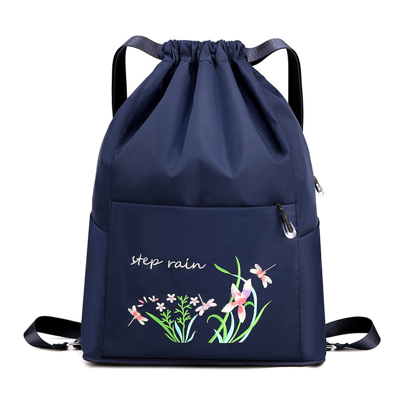 Women's Chinese Style Embroidery Drawstring Simple Portable Backpacks