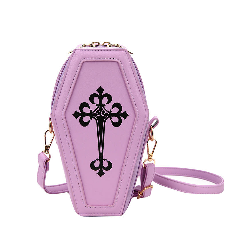 Fashion Retro Goth Personality Cross Coffin Crossbody Bags