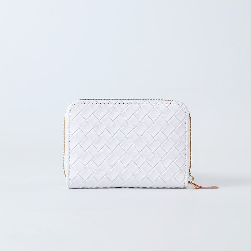 Women's Woven Short Simple Winter Pattern Zipper Purses