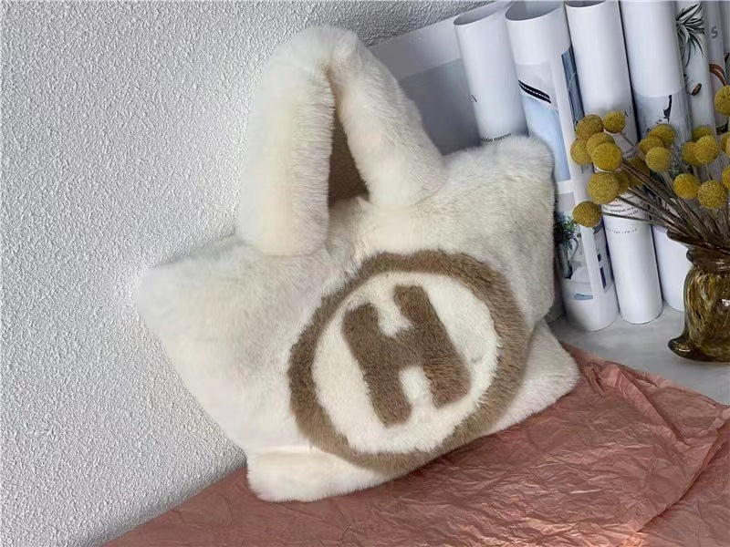 Plush Letter Cute Light Luxury Strap Handbags