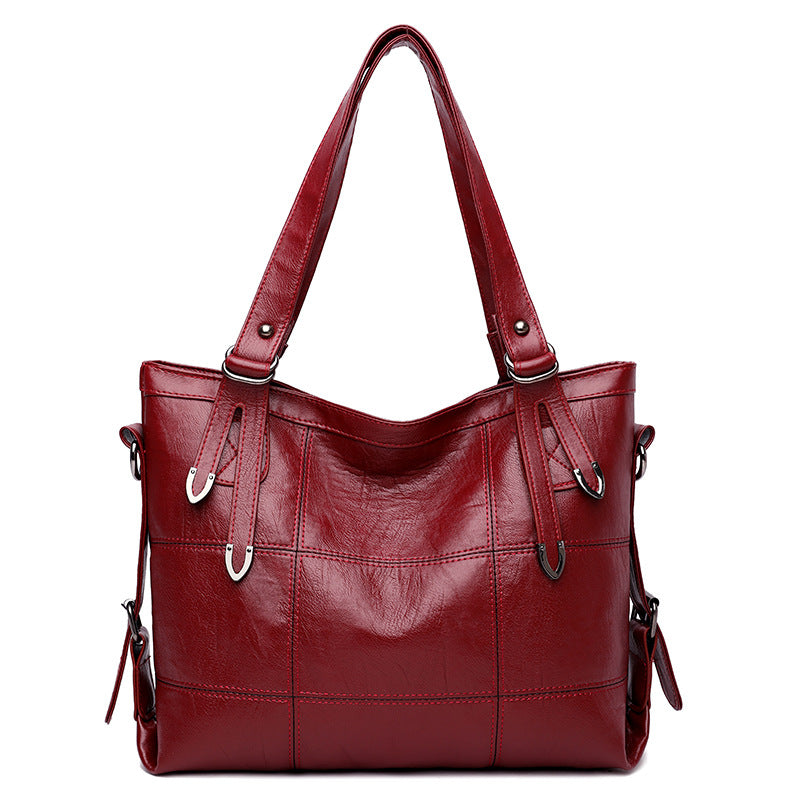 Women's Soft Leather Textured Large Capacity Fashion Shoulder Bags