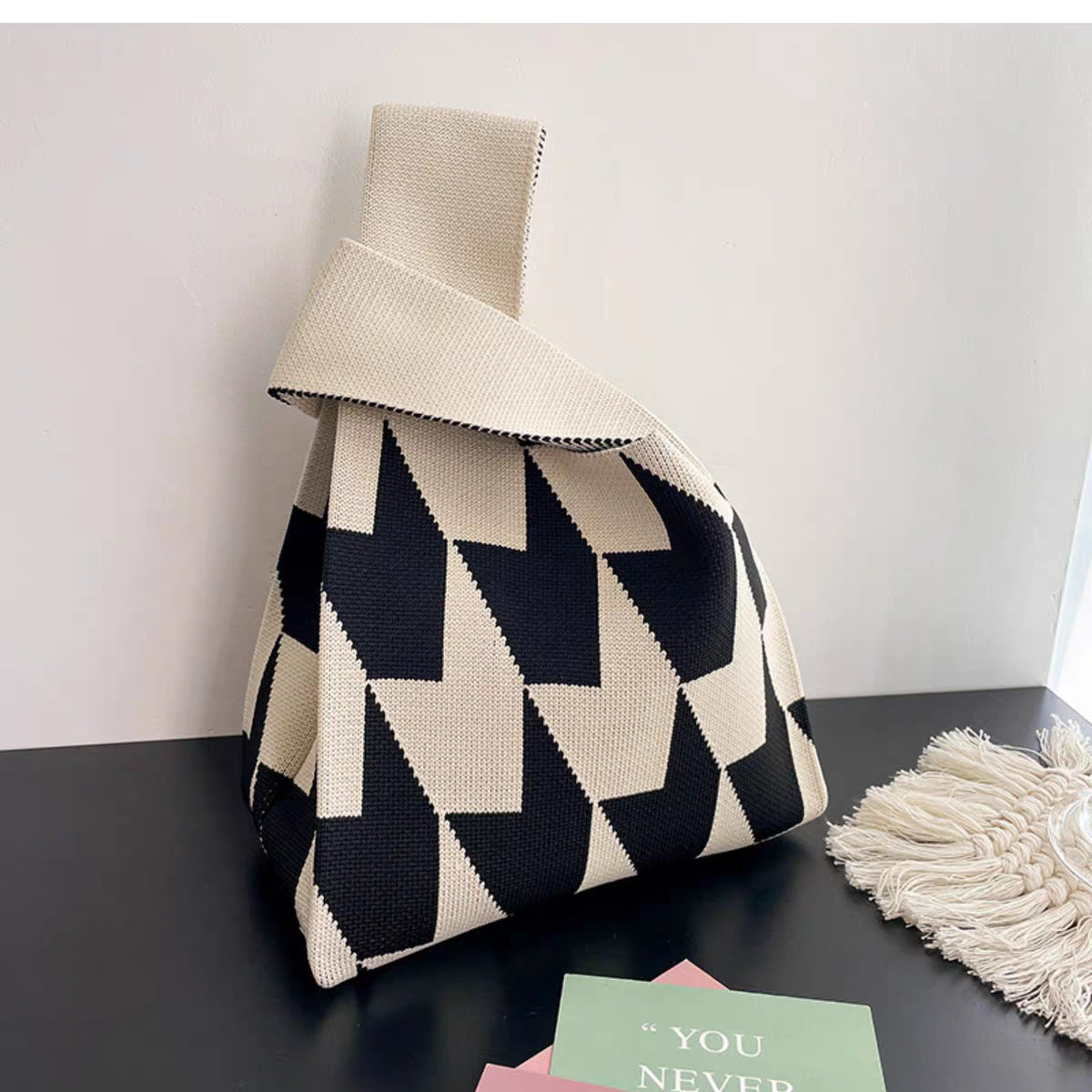 Women's Boat Festival Panda Knitted Wrist Handbags