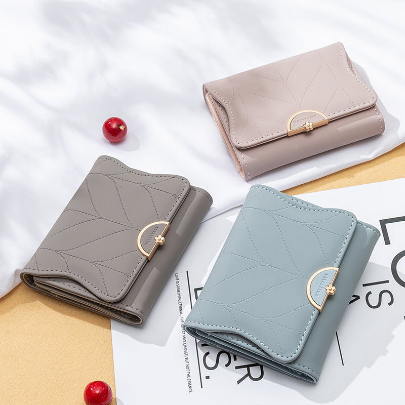 Women's Short Korean Fashion Simple And Fresh Three Ladies Wallets