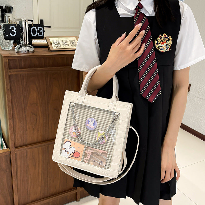 Crocodile Pattern Cartoon Transparent Bar Badge Crossbody Bags