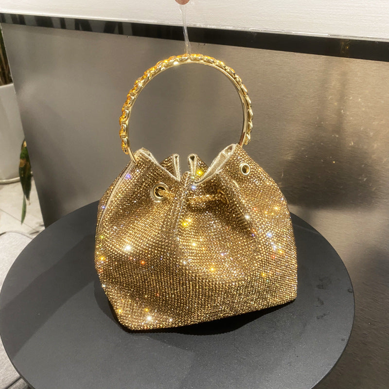 Women's Beautiful Rhinestone Round Chain Diamond Shoulder Bags