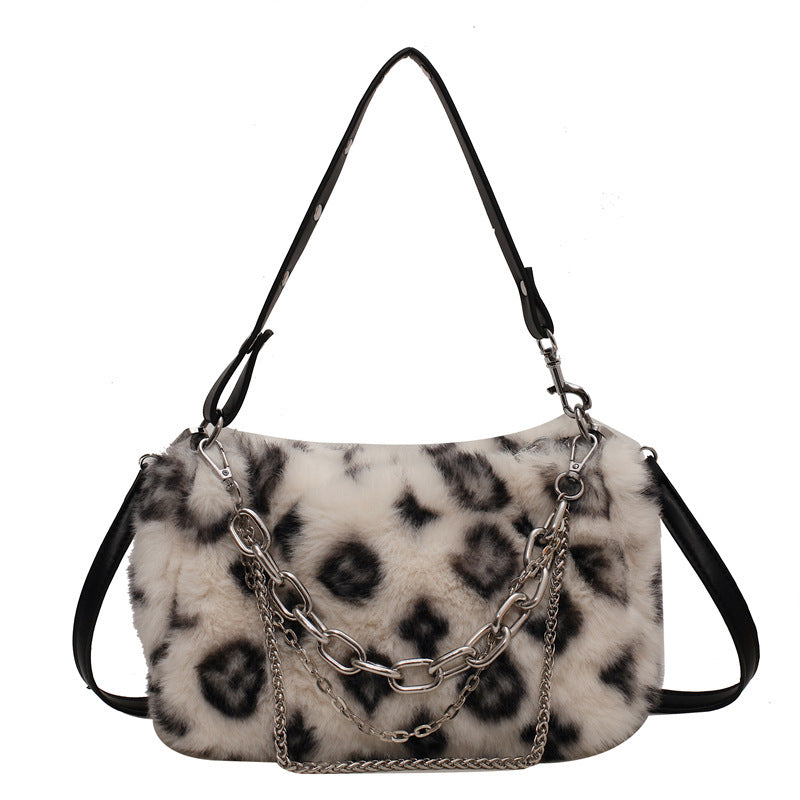 Women's Print Rex Rabbit Fur High-grade Western Style Shoulder Bags
