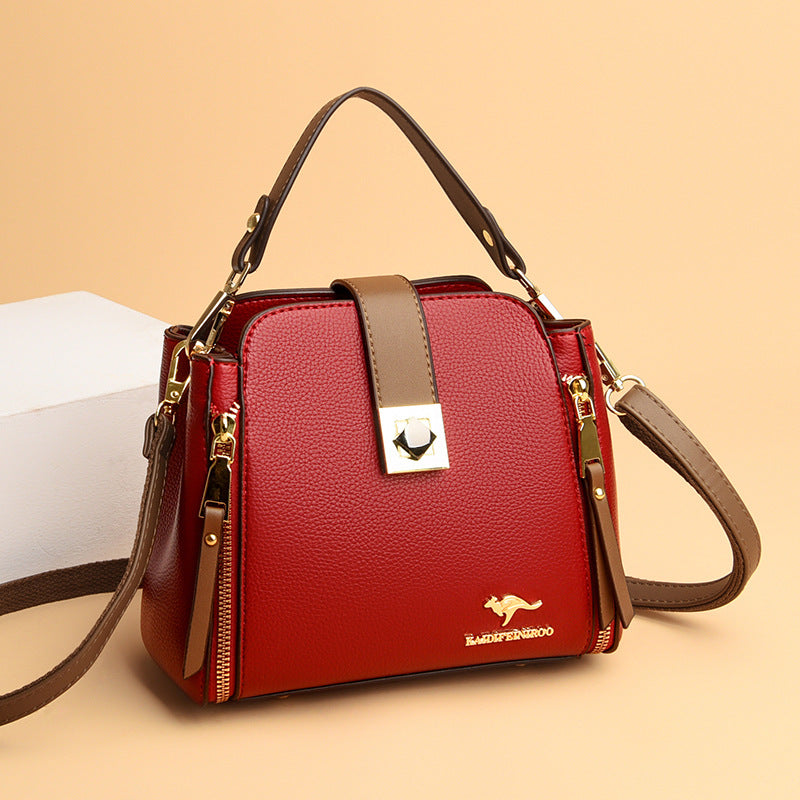 Classic Slouchy Women's Fashion Contrast Color Shoulder Bags