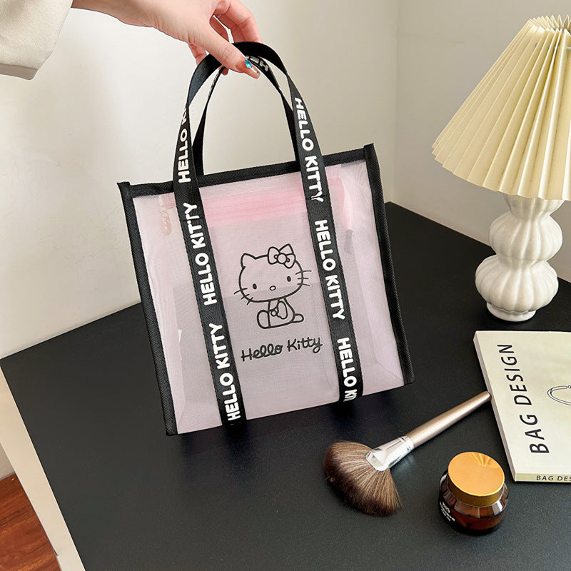 Image Mesh Transparent Cutout Wash Portable Handbags