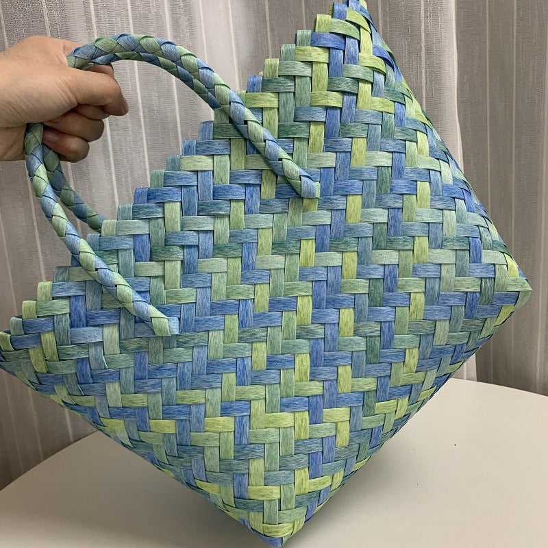 Women's Vegetable Basket Imitation Rattan Woven Hand Gift Handbags