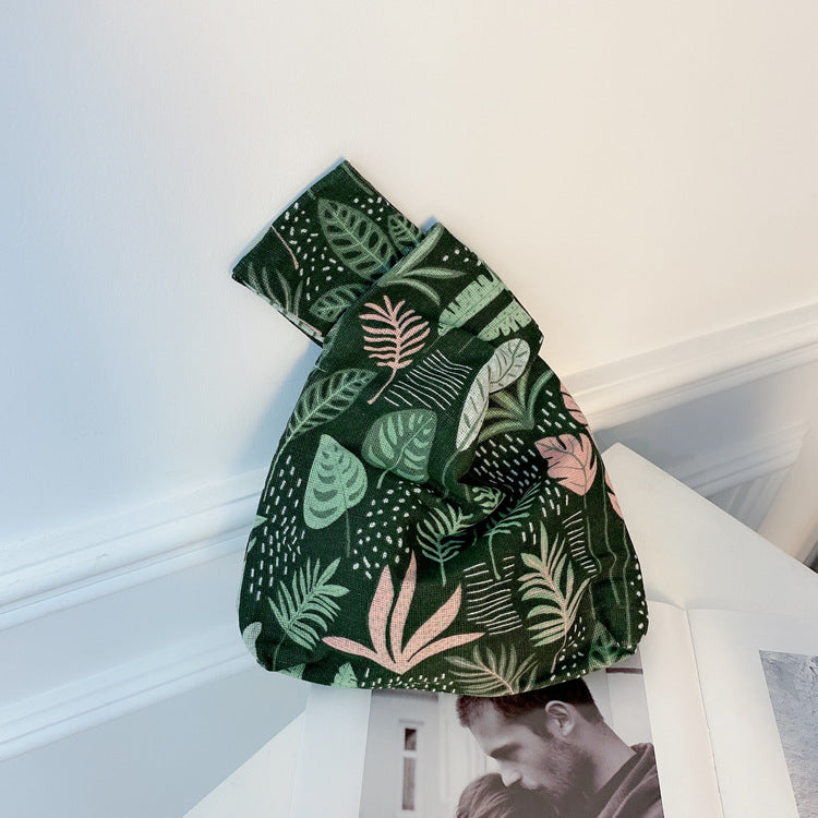 Classy Wrist Cotton Linen Fabric Fresh Handbags